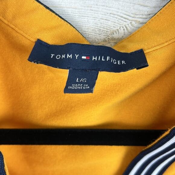 Tommy Hilfiger womens large 3/4 length gold cotton v neck blouse top casual - Picture 3 of 5